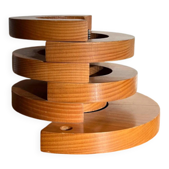 Round pine wall light, 1970