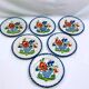 Set of 6 antique Auvillar plates – polychrome floral basket decoration
