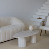Calypso oval coffee table - natural travertine
