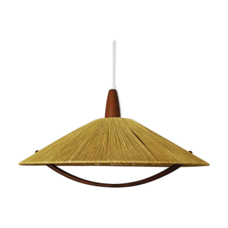 Raffia and teak pendant lamp by Temde