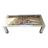 Roche Bobois coffee table in chrome metal and marble.