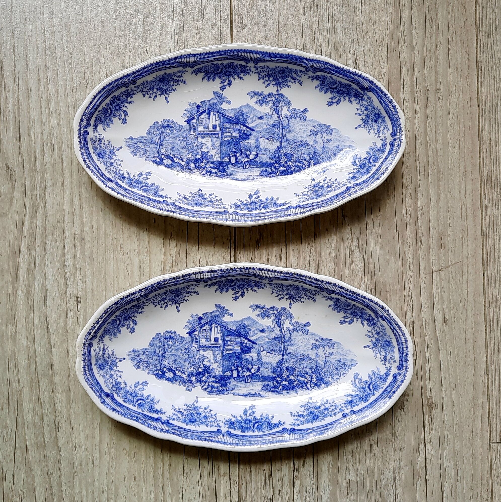 Lunéville - English Cottage - Presentation plate, Cup, Tray, Earthenware Saucière