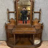 Renaissance style oak castle coat rack circa 1850