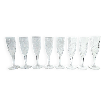SAINT-LOUIS - CHANTILLY MODEL - 8 CHAMPAGNE FLUTES