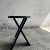 Suzy folding chair by Adrian Reed — Brown wooden mid-century minimalist folding chair, compact X-frame