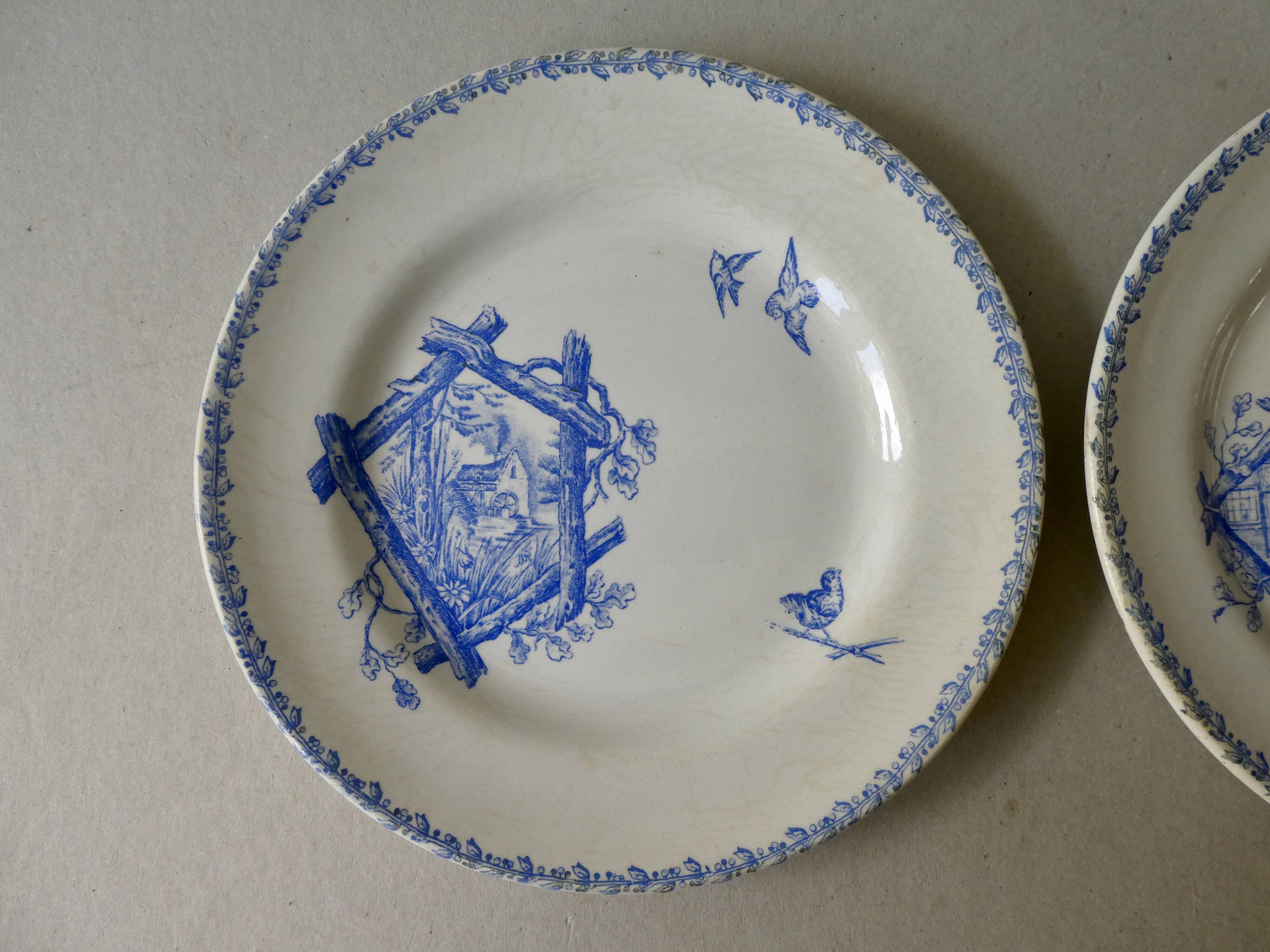 Set of 2 plates in earthenware, 1900