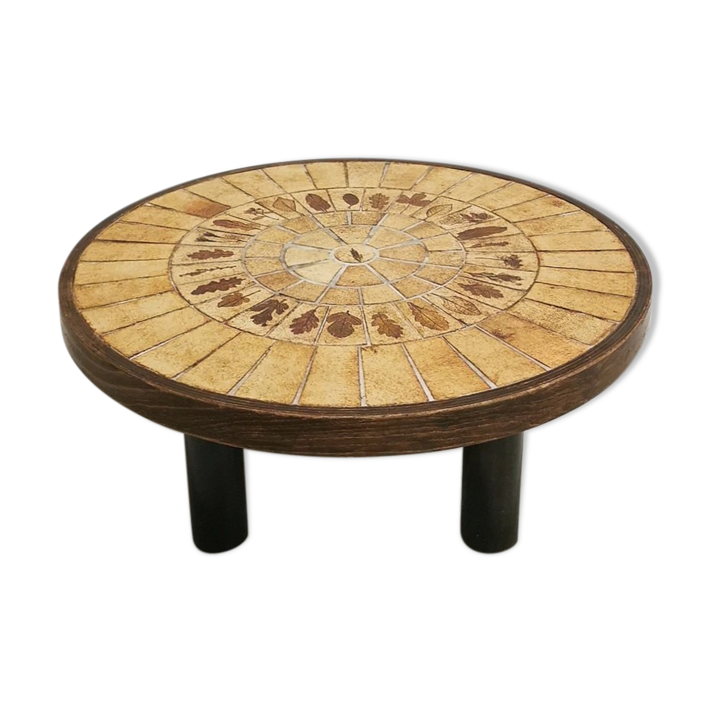 Table basse ronde herbier Roger Capron 1960