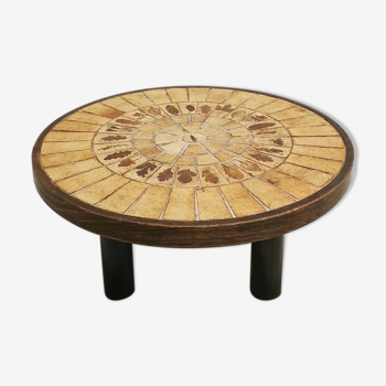 Table basse ronde herbier Roger Capron 1960