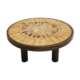 Table basse ronde herbier Roger Capron 1960
