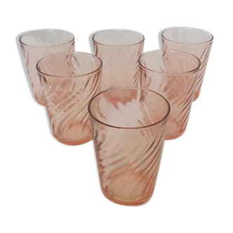 Lot de 6 verres rose Arcopal France Luminarc 1970