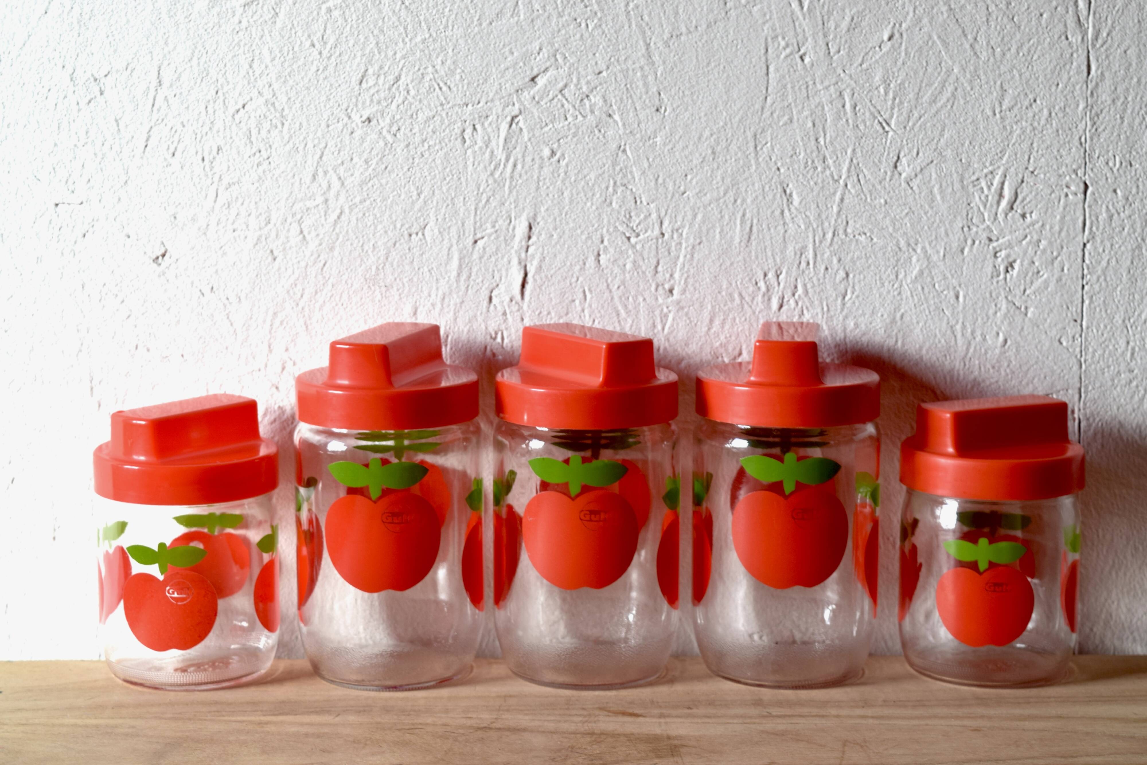 Set of 5 vintage Henkel Pommes pots - advertising edition for Gulf