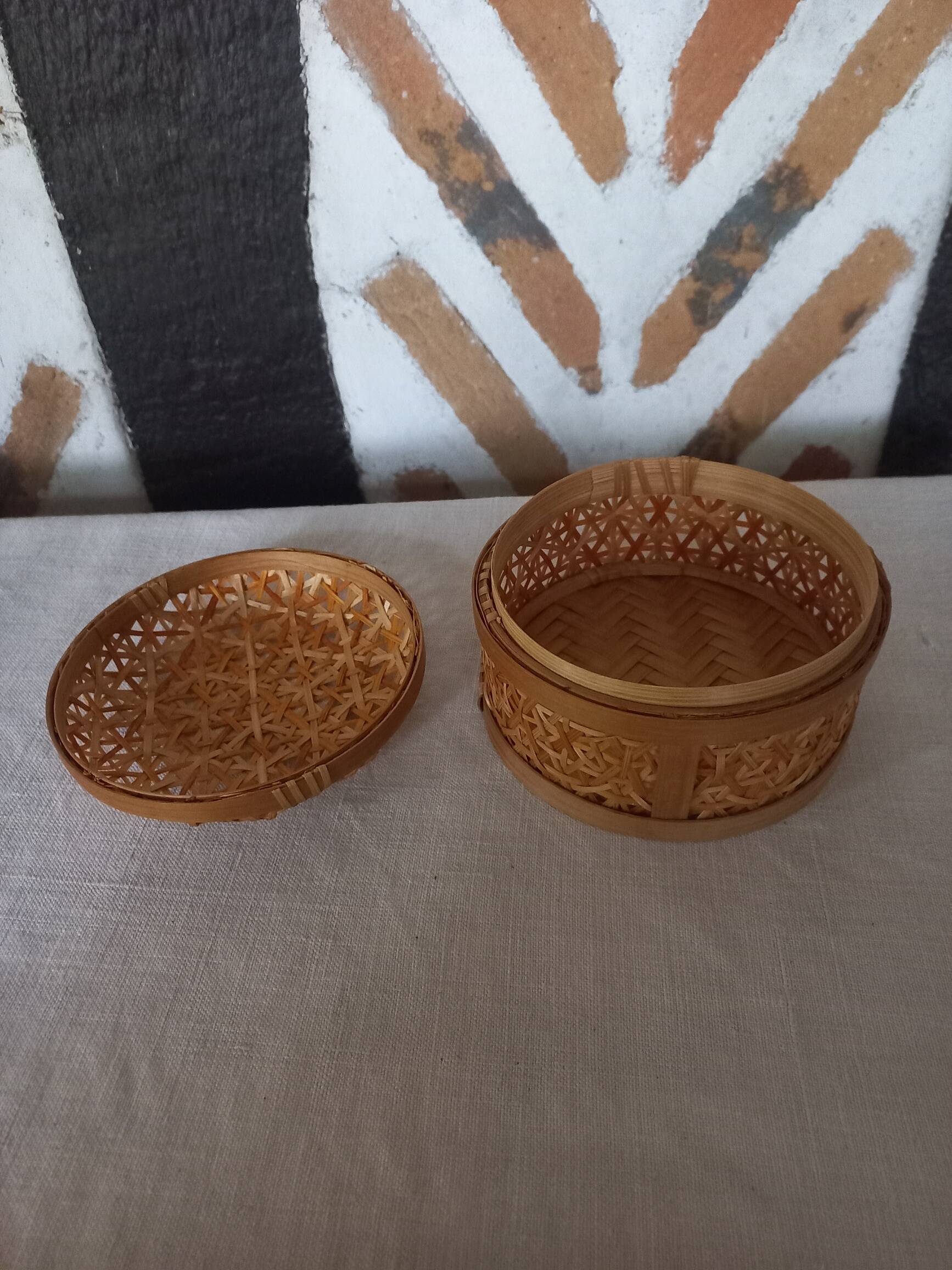 Woven bamboo jewelry box