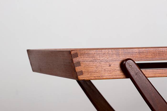 Danish folding teak rolling table, Svend Aage Madsen/Illums Bolhigus.