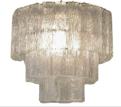 Large Chandelier in Murano Tronchi Glass from Venini, Italy, 1960s