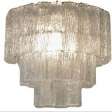 Large Chandelier in Murano Tronchi Glass from Venini, Italy, 1960s