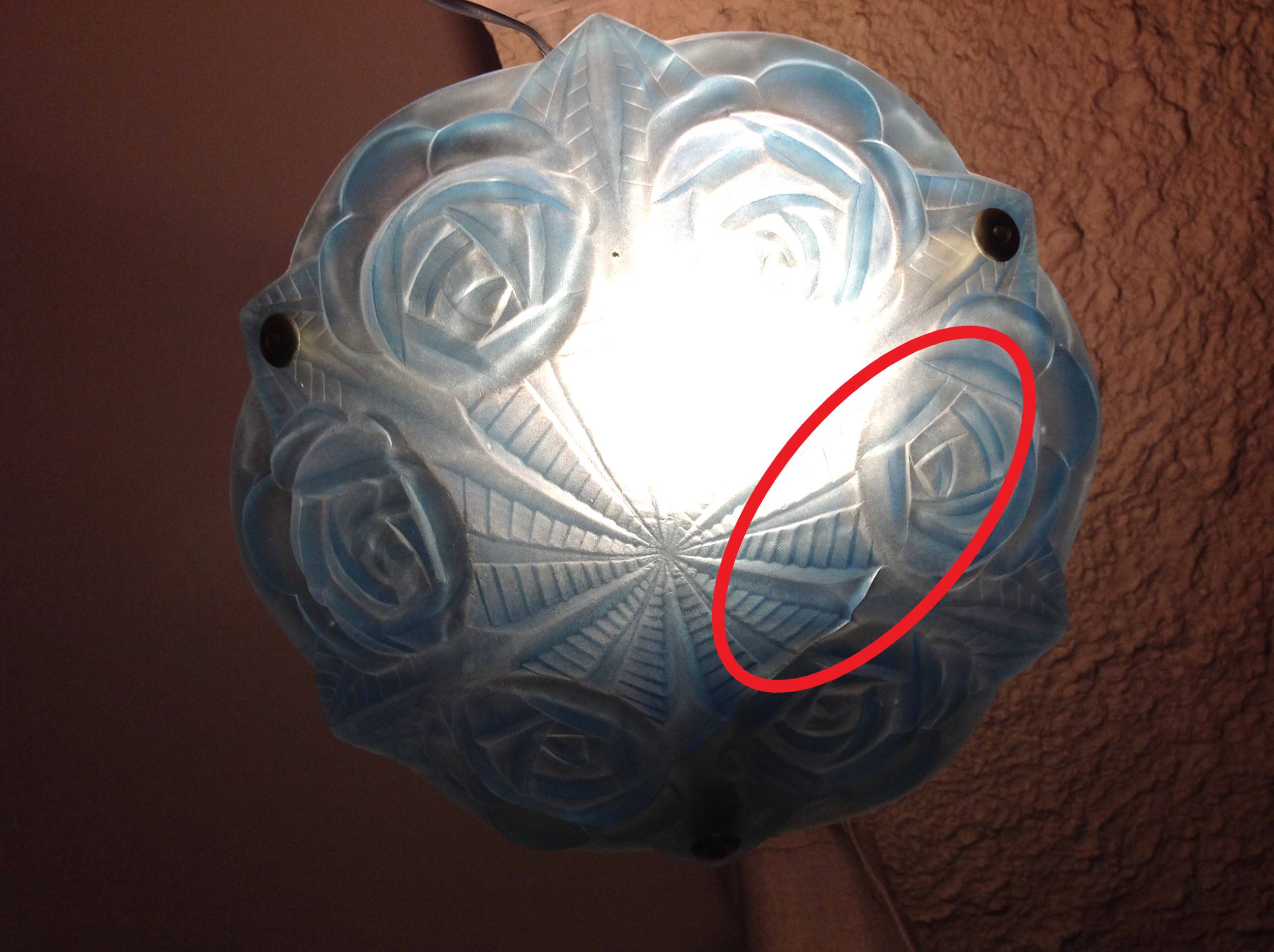 Suspension in blue glass paste signed Degué / art deco style