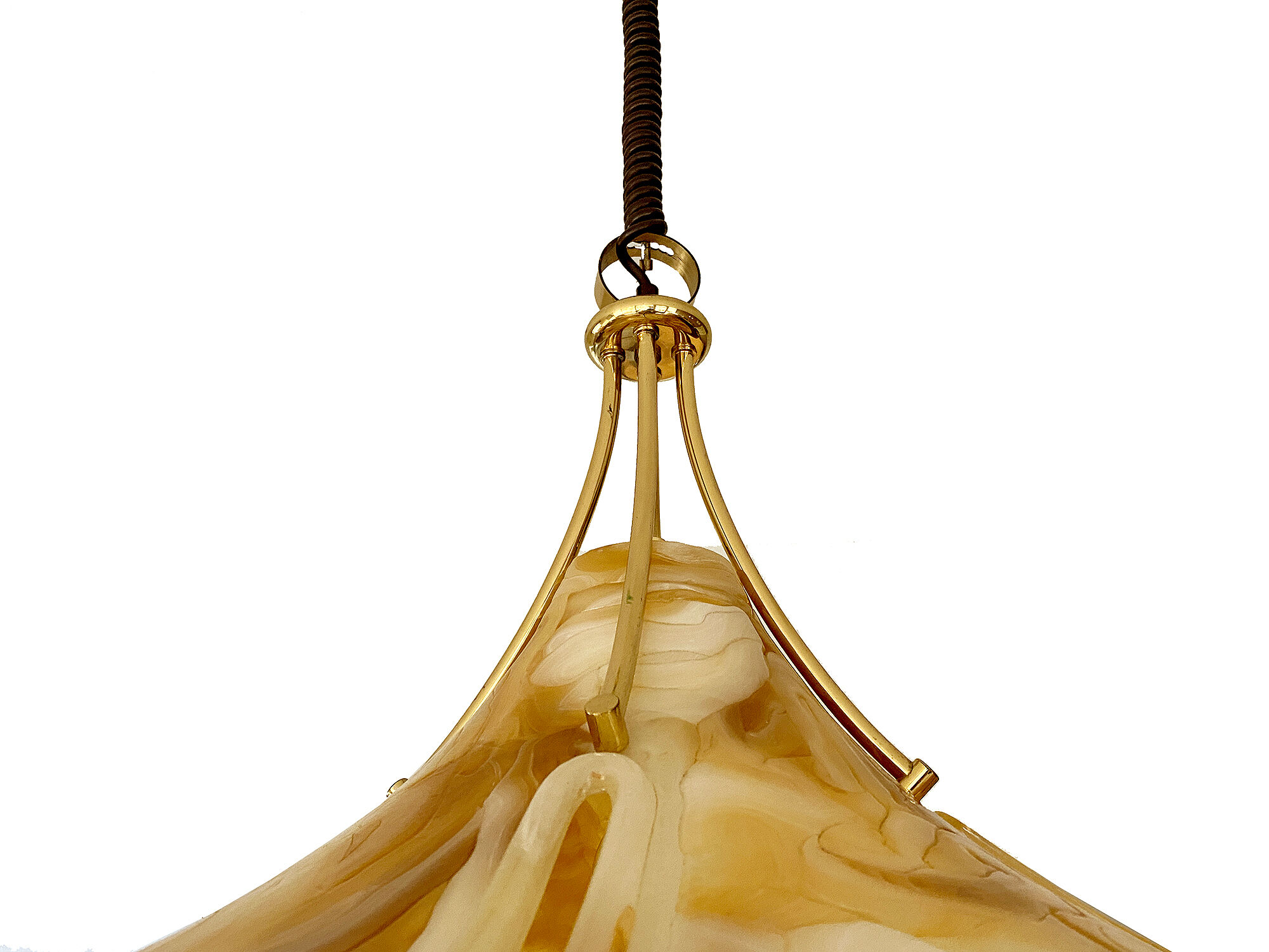 Adjustable vintage design XXL pendant lamp, brass plexiglass, 70s