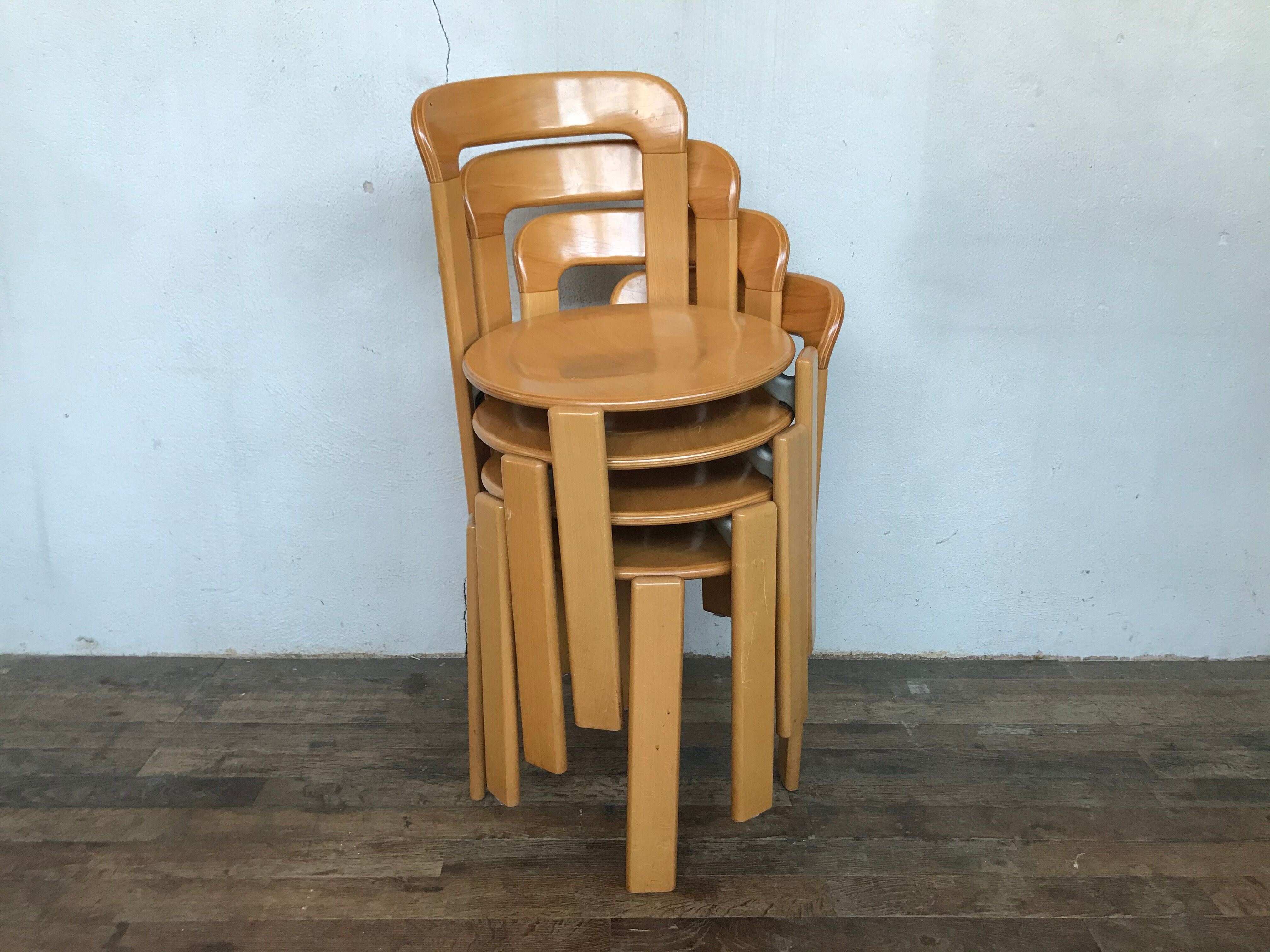 Series of 4 chairs model 3300 designer Bruno Rey design Kusch - co 1970 vintage