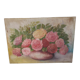 Tableau of a bouquet of flowers on a double-sided wooden panel.