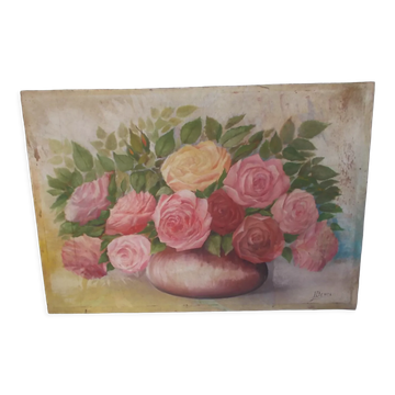 Tableau bouquet de fleurs sur panneau bois double face