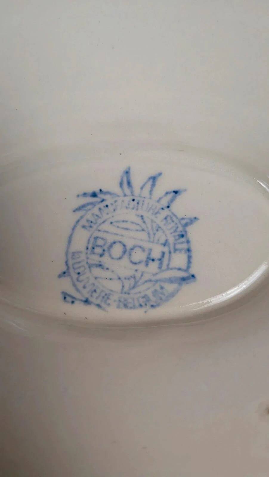 Antique Boch sauce boat with blue decoration – chic country charm