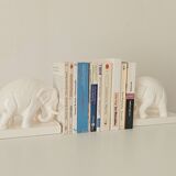 Paire de serre-livres anciens en céramique émaillée