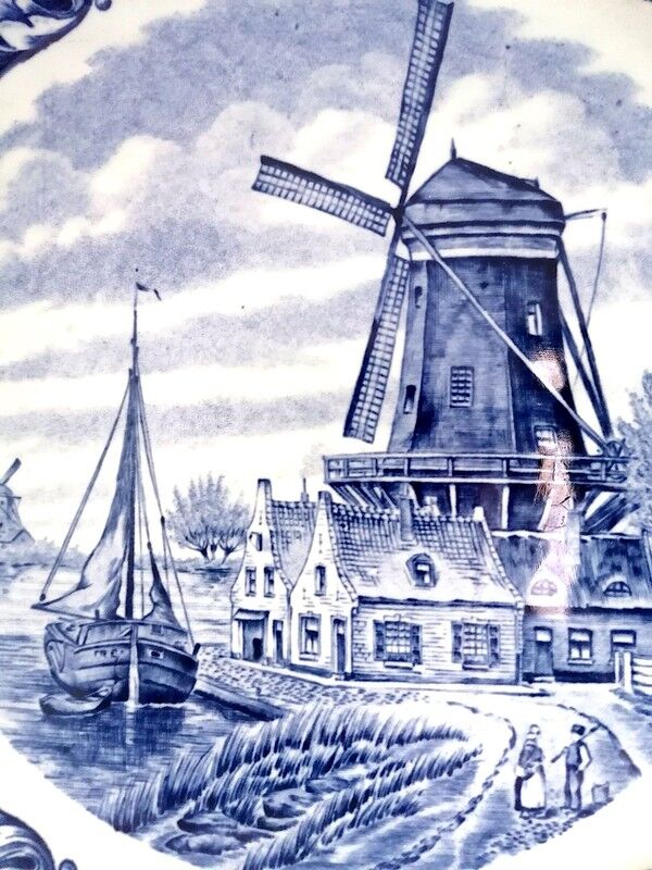 Decorative porcelain wall plate st. Delft at the mill