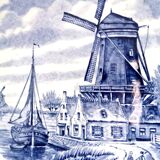 Decorative porcelain wall plate st. Delft at the mill