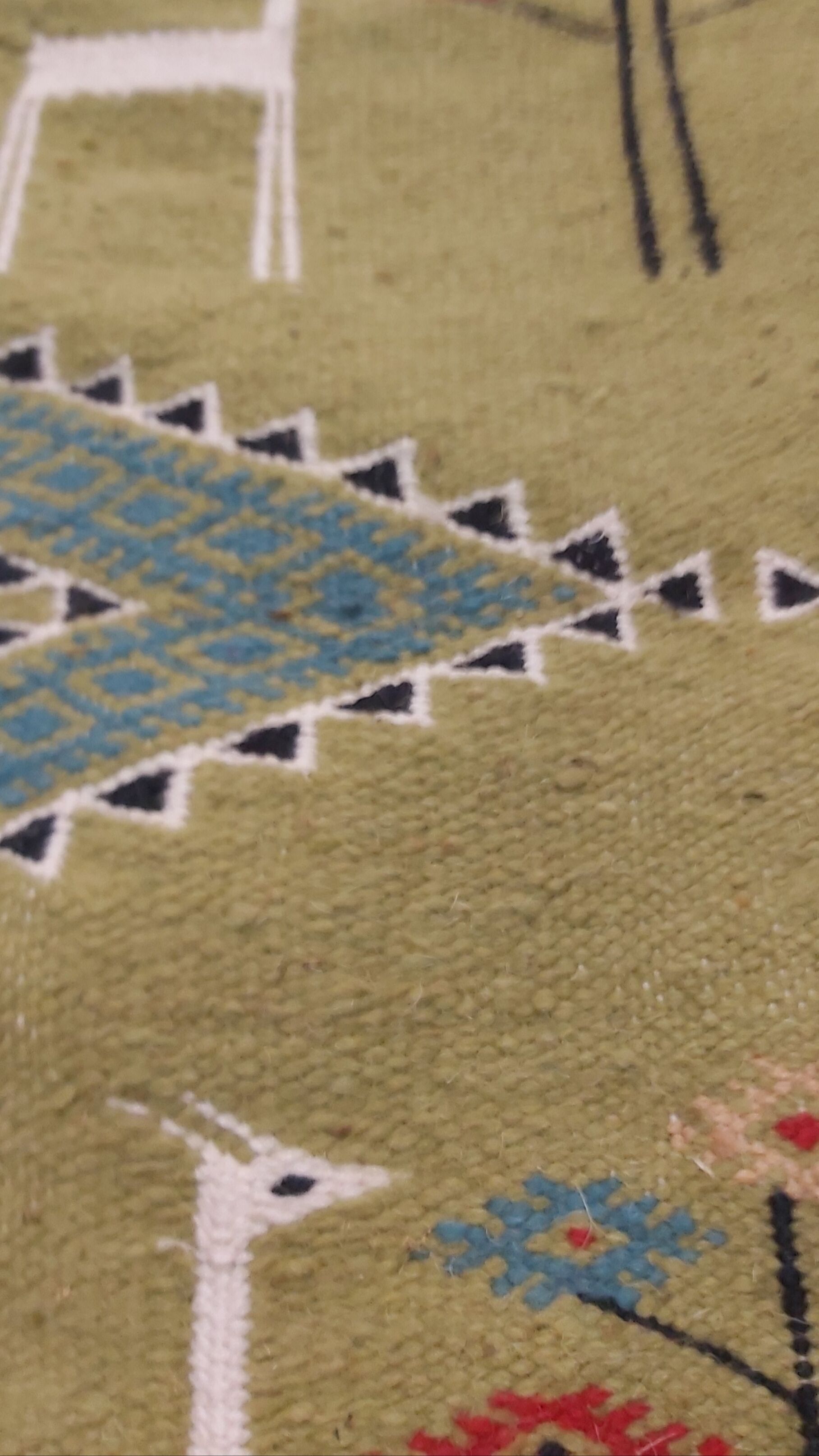 Traditional handmade multicolored green kilim carpet  68x102cm