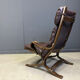 Vintage Scandinavian leather and bentwood armchair, 1970s