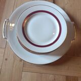 Set of one cake dish and six dessert plates LNP Limoges
