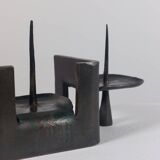 Vintage brutalist bronze candlestick by Wolfgang Bergmeister