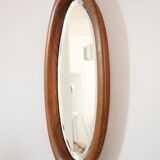 Miroir ovale en bois d'artisan 28x49cm