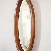 Miroir ovale en bois d'artisan 28x49cm