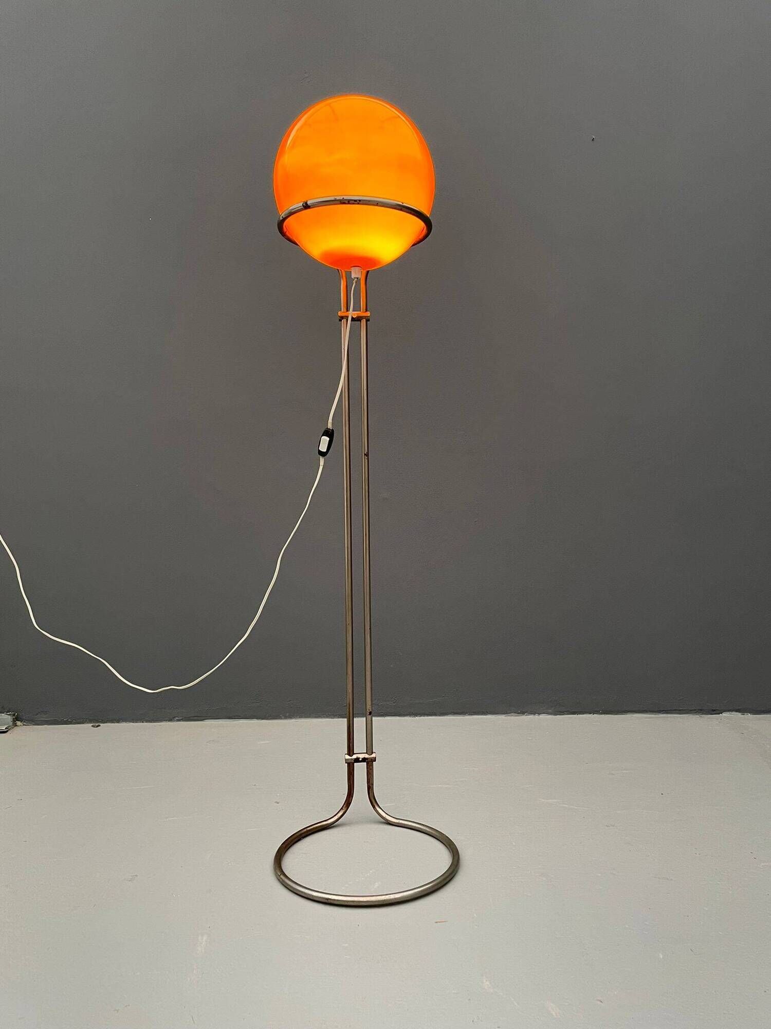 Atomic age Orange glass floor lamp by Tibor Hazi, Hungary, 1973