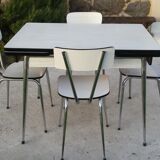 Table and 4 chairs in white formica