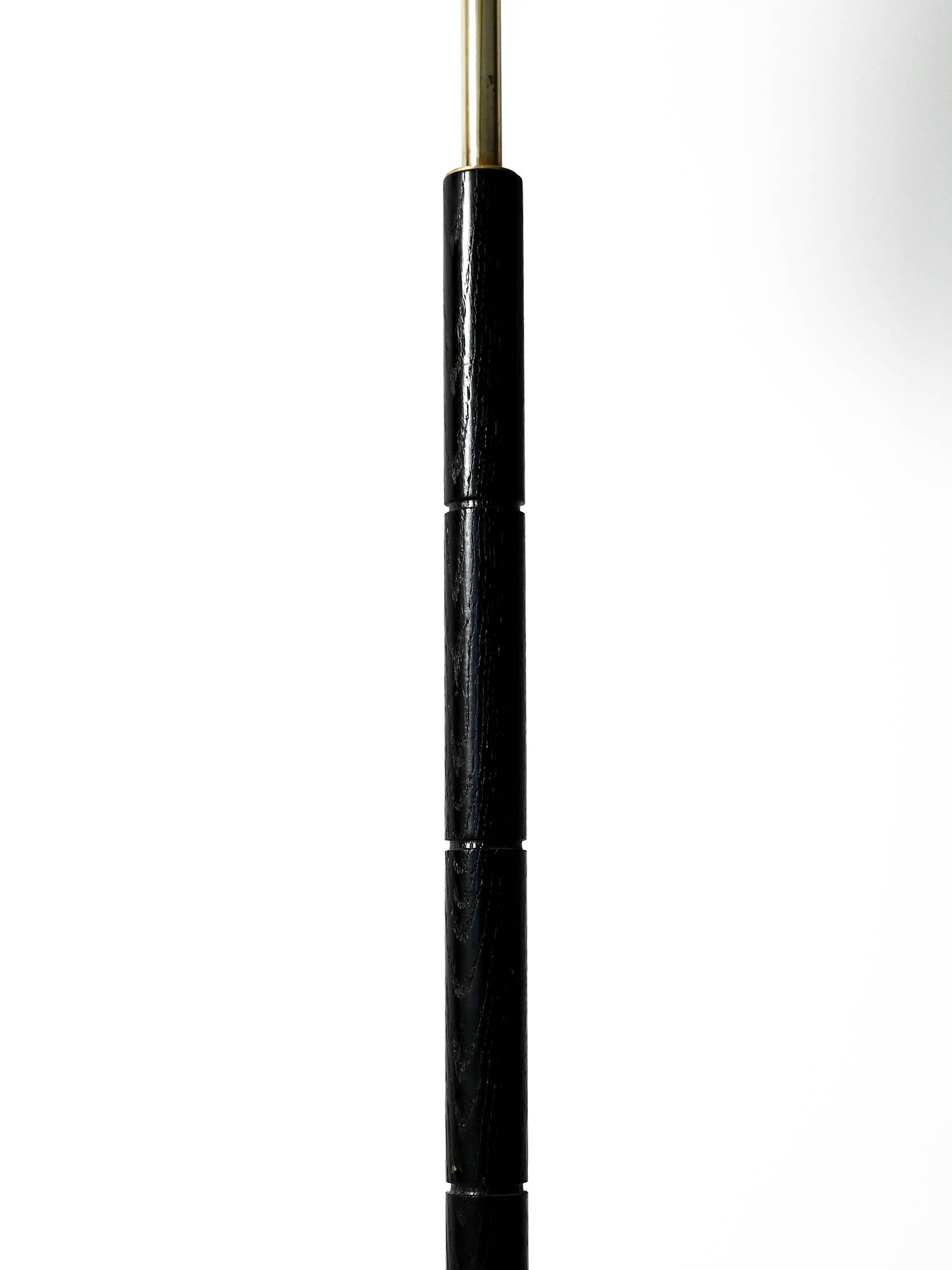 Lampadaire scandinave en laiton et bois noir, années 1950/60