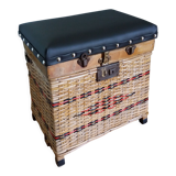 Fishing storage chest wicker fisherman's stool