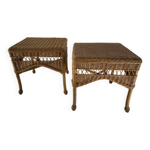 Paire de tables d’appoint - rotin