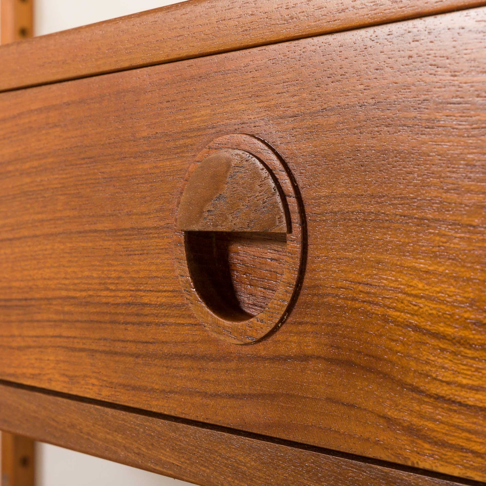 Hansen and Guldborg extra wide shelving unit in teak, 1960s