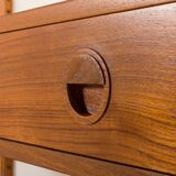 Hansen and Guldborg extra wide shelving unit in teak, 1960s