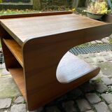 Rolling teak coffee table with foldable top circa 1960