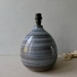 Blue enamelled sandstone lamp, signed