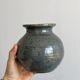 2 stoneware ceramics, vintage glazed stoneware vase