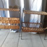 vintage RATTAN metal nightstand