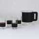 Carl Auböck Martini Set Black Leather Pitcher & Glasses, Austria, 1950s