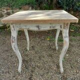 Antique square table with curved legs