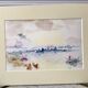 Watercolor sunset sea signed Roseline Lombard