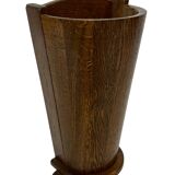 Vintage dark oak umbrella stand basket storage design 60s minimalist design