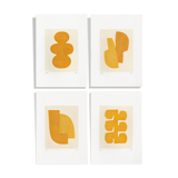 Series of 4 paintings on paper - yellow abstract compositions - signed Eawy